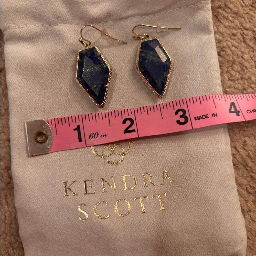 Kendra Scott Alex Gold Lapis Drop Earrings – Blue Stone - Picture 4 of 4